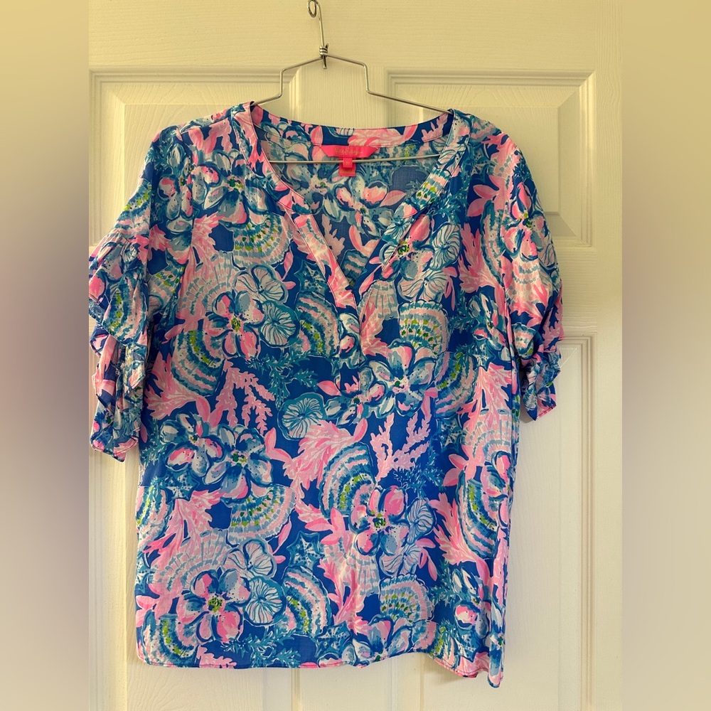 Lilly Pulitzer Pink and Blue Floral Top